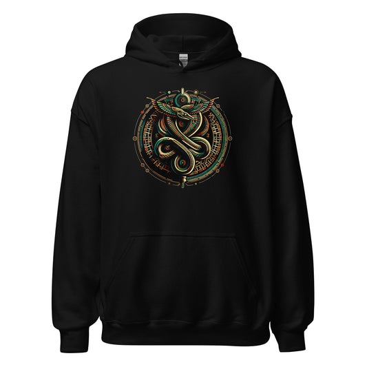 Egyptian Ouroboros Snake design on unisex hoodie, front view