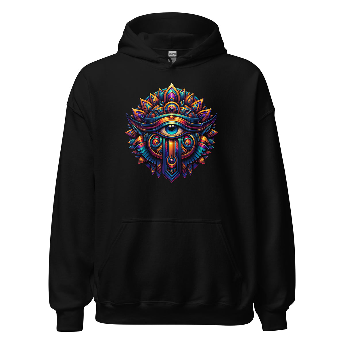 Great Eye All-Seeing Symbol design on unisex hoodie, front view