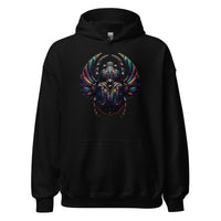 Mechanical Scarab Beetle design on unisex hoodie, front view