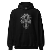 Ankh Egyptian Symbol design on unisex hoodie, front view