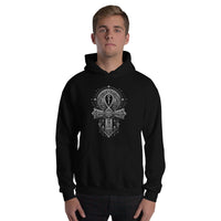 Ankh Egyptian Symbol design on unisex hoodie, front view