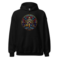 Eye of Ra Egyptian Symbol design on unisex hoodie, front view