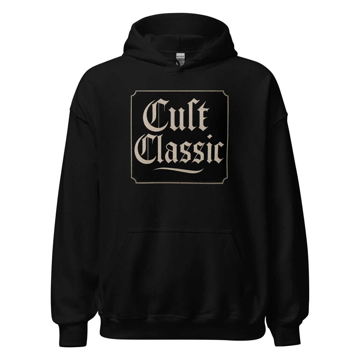 Cult Classic design on unisex hoodie, front view