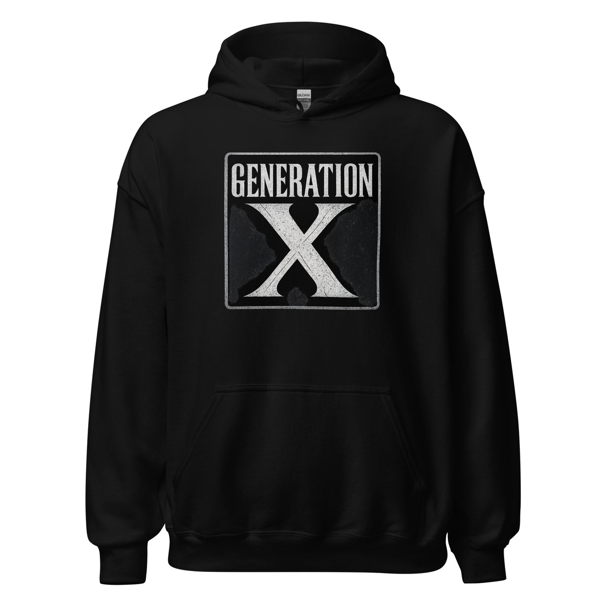 Generation X design on unisex hoodie, front view