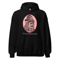 Vlad the Impaler design on unisex hoodie, front view