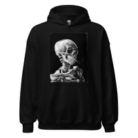 Skeleton Smoking Van Gogh design on unisex hoodie, front view