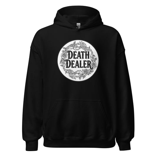 Death Dealer design on unisex hoodie, front view