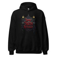 Dark Truth Revealed design on unisex hoodie, front view