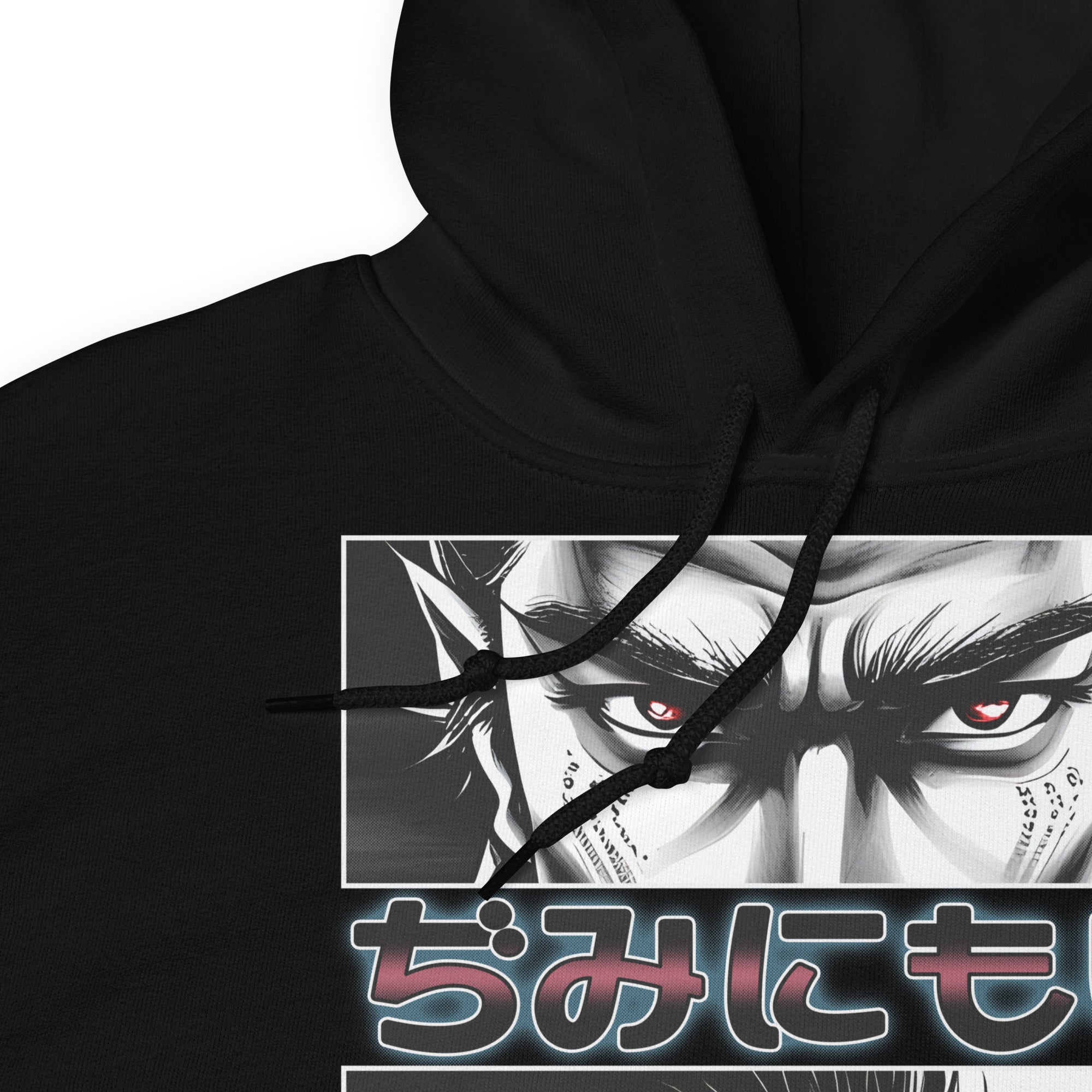 Anime Eyes Japanese Letters Samurai Manga Design Pullover Hoodie Sweatshirt