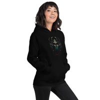 Ancient Egyptian Scarab Beetle design on unisex hoodie, right-front view