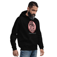 Vlad the Impaler design on unisex hoodie, right-front view
