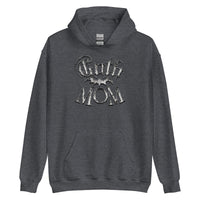 White Goth Mom Bat design on unisex hoodie, front view
