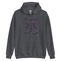 Purple Goth Dad Bat design on unisex hoodie, front view