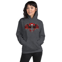 Blood Moon Vampire Bat design on unisex hoodie, front view