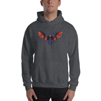 Whimsical Vampire Bat Skeleton design on unisex hoodie, front view