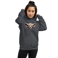 Grinning Bat Skull design on unisex hoodie, front view