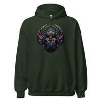 Mechanical Scarab Beetle design on unisex hoodie, front view