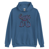 Purple Goth Dad Bat design on unisex hoodie, front view