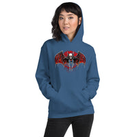 Blood Moon Vampire Bat design on unisex hoodie, front view