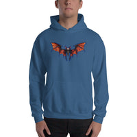 Whimsical Vampire Bat Skeleton design on unisex hoodie, front view