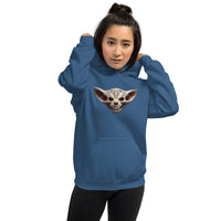 Grinning Bat Skull design on unisex hoodie, front view