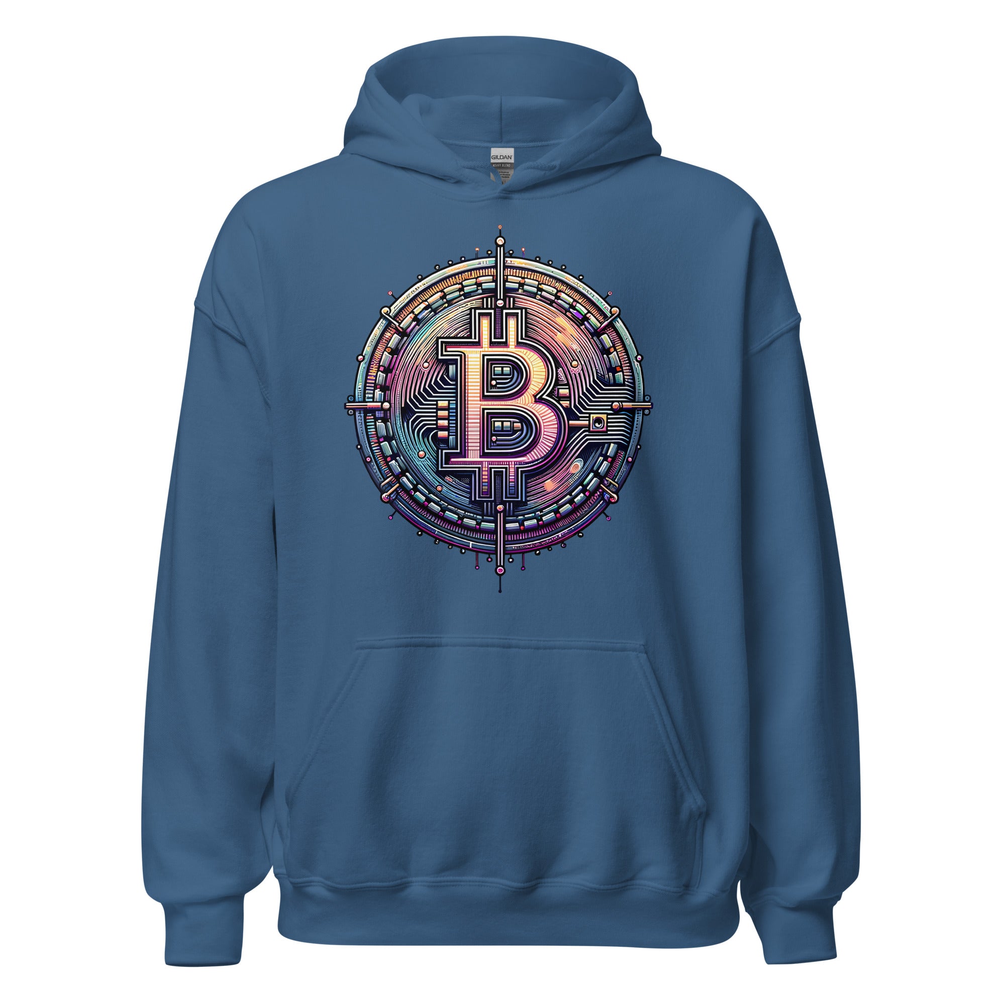 Futuristic Wired Bitcoin BTC Digital Crypto Pullover Hoodie Sweatshirt