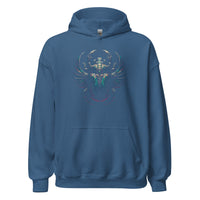 Ancient Egyptian Scarab Beetle design on unisex hoodie, front view