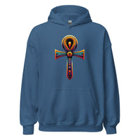 Key of Life Ankh design on unisex hoodie, front view