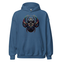 Mechanical Scarab Beetle design on unisex hoodie, front view