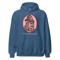 Vlad the Impaler design on unisex hoodie, front view