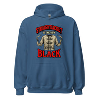 Straightjacket Is the New Black design on unisex hoodie, front view