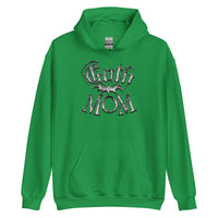 White Goth Mom Bat design on unisex hoodie, front view