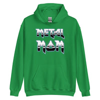 Metal Mom design on unisex hoodie, front view