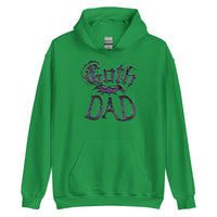Purple Goth Dad Bat design on unisex hoodie, front view