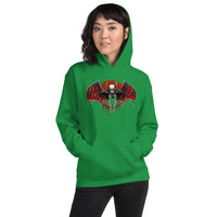 Blood Moon Vampire Bat design on unisex hoodie, front view