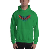 Whimsical Vampire Bat Skeleton design on unisex hoodie, front view