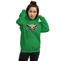 Grinning Bat Skull design on unisex hoodie, front view