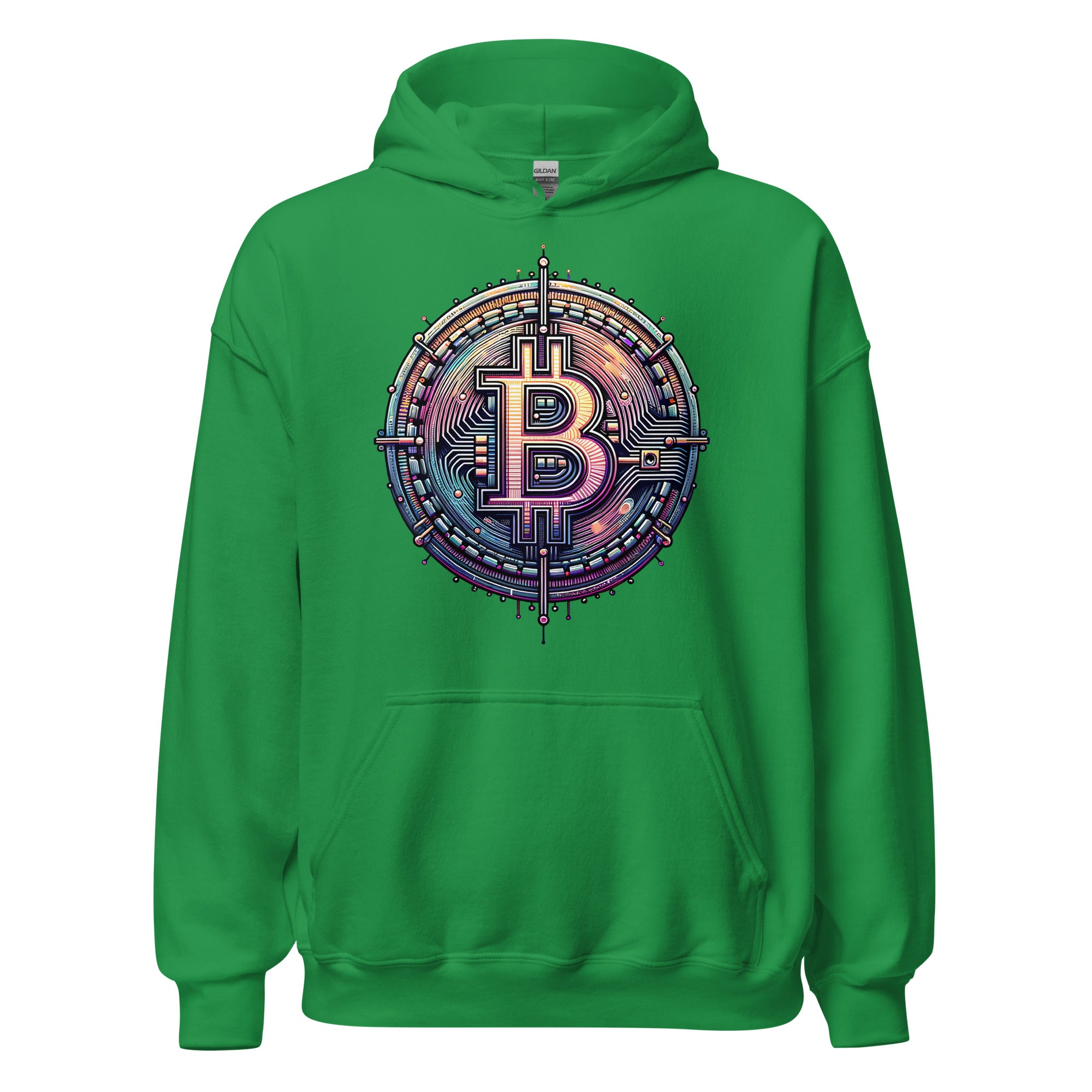 Futuristic Wired Bitcoin BTC Digital Crypto Pullover Hoodie Sweatshirt