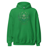 Ancient Egyptian Scarab Beetle design on unisex hoodie, front view