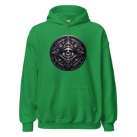 Illuminati All-Seeing Eye design on unisex hoodie, front view