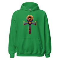 Key of Life Ankh design on unisex hoodie, front view