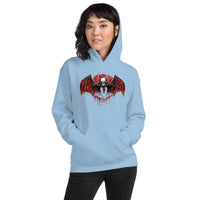 Blood Moon Vampire Bat design on unisex hoodie, front view
