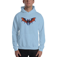 Whimsical Vampire Bat Skeleton design on unisex hoodie, front view