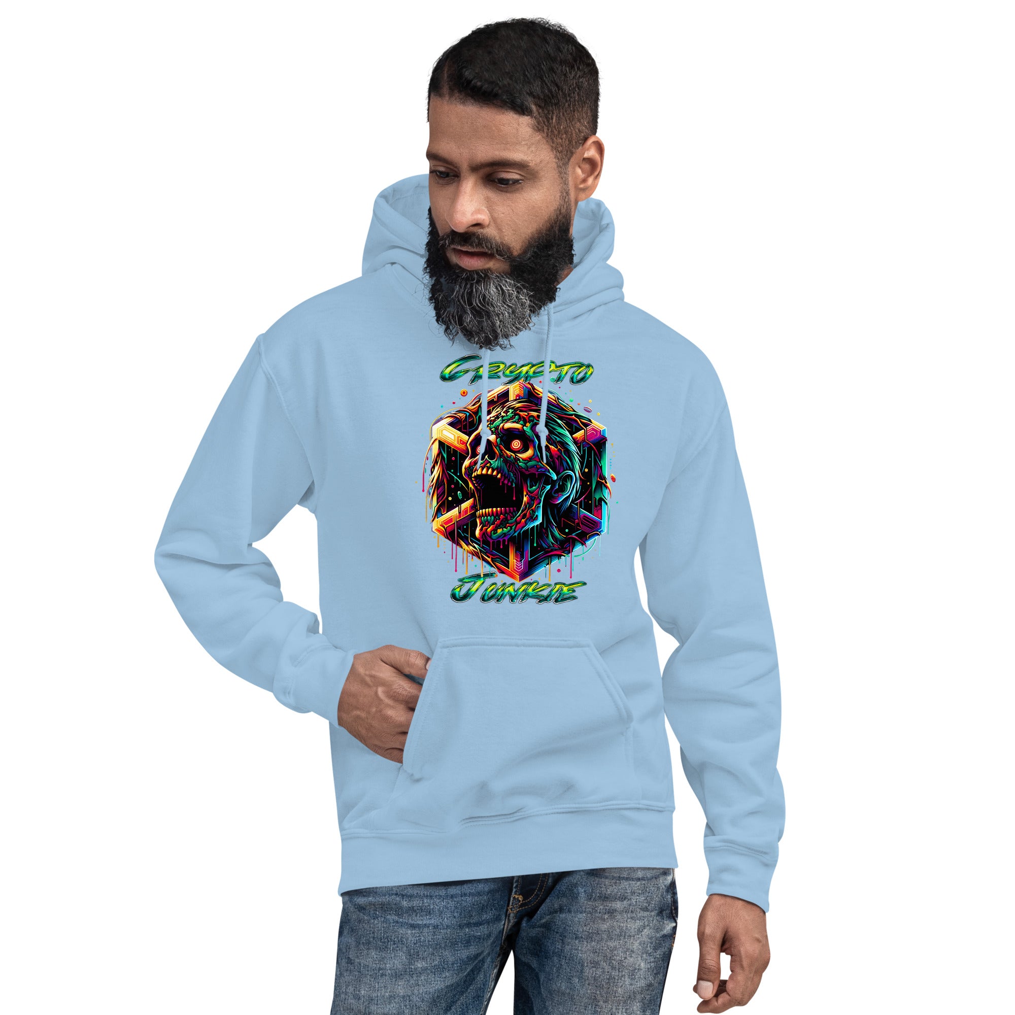 Screaming Zombie Skull Crypto Junkie Altcoins Season Pullover Hoodie Sweatshirt