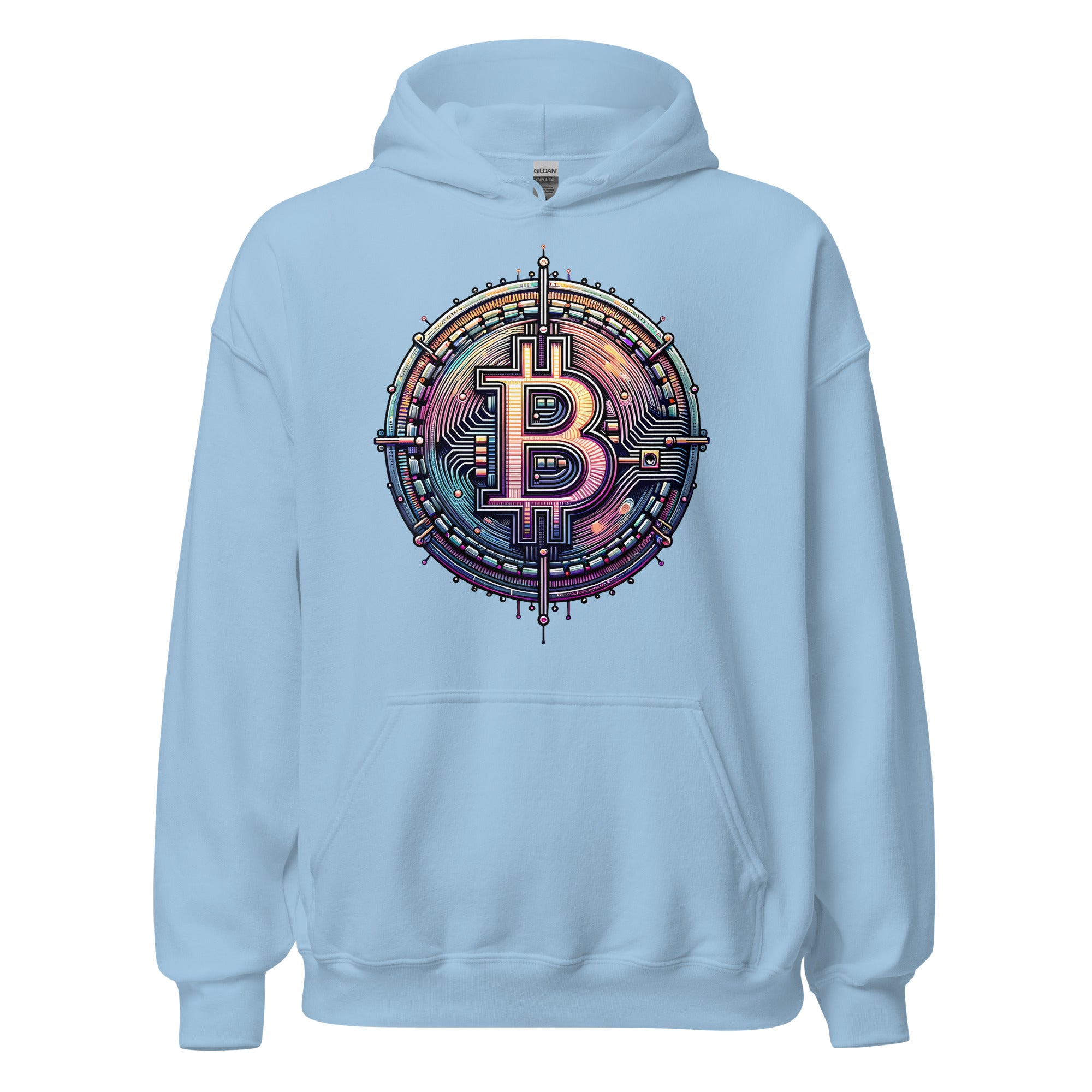 Futuristic Wired Bitcoin BTC Digital Crypto Pullover Hoodie Sweatshirt