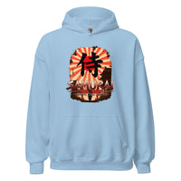 Samurai Warrior Honor the Sword design on unisex hoodie, front view
