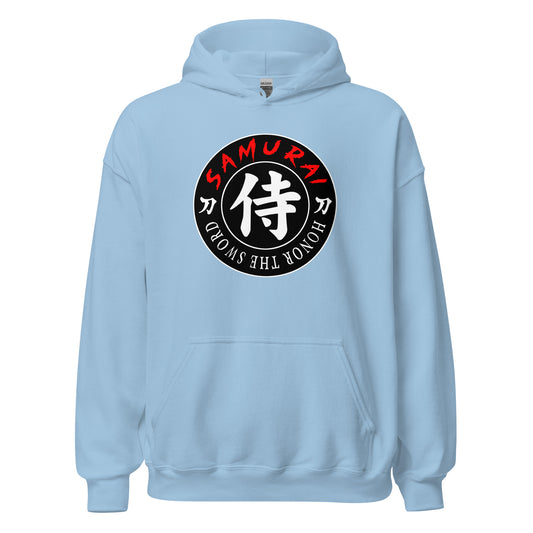 Samurai Honor Kanji 侍 design on unisex hoodie, front view