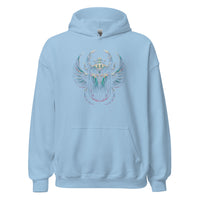 Ancient Egyptian Scarab Beetle design on unisex hoodie, front view