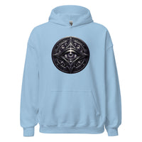 Illuminati All-Seeing Eye design on unisex hoodie, front view