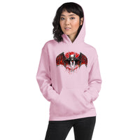Blood Moon Vampire Bat design on unisex hoodie, front view